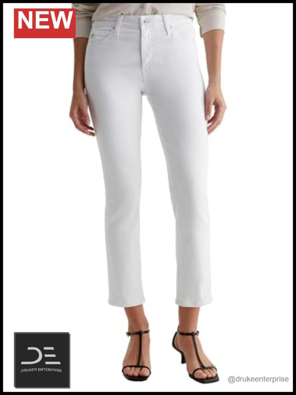 AG Mari Mid Rise Slim Straight Crop Jean - Gallery White